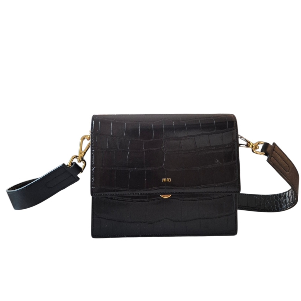 JW Pei Friday Vegan Leather Crocodile Embossed Shoulder Bag